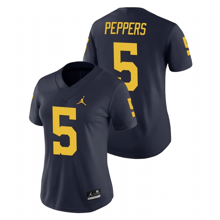Michigan Wolverines Women's NCAA Jabrill Peppers #5 Navy Game College Football Jersey PRF7249HF